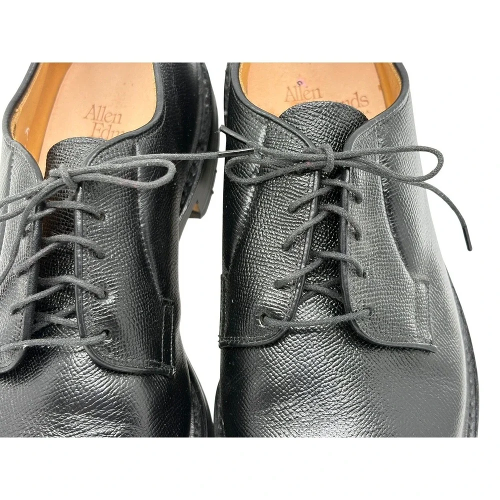 Allen Edmonds Warton Mens Black Pebbled Leather Derby Lace-Up Shoes 9.5 D